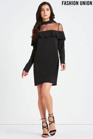 Fashion Union Ruffle Shoulder Shirt Dress